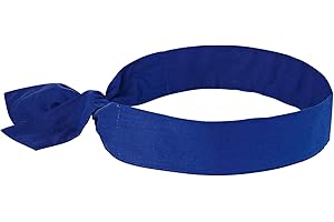 Ergodyne Chill Its 6700 Cooling Bandana, Evaporative Polymer Crystals for Cooling Relief, Tie for Adjustable Fit, Blue