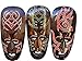 Gorgeous Set Of (3) Hand Chiseled Wood African Style Wall Decor Masks