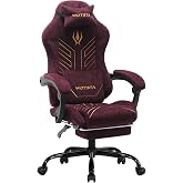 WOTSTA Gaming Chair Fabric with Footrest for Office and Home 300 LBS Purple | Breathable Chenille Fabric Easy To Clean With Headrest And Lumbar For Adults Adjustable Height 360&deg; Rotatable