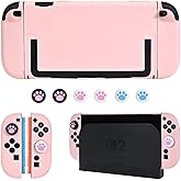 DLseego Protective Hard Case for Nintendo Switch 2 (2025), Slim PC Grip Cover for Joy Con, Detachable JoyCon Controller Protectors-Shockproof & Scratch-Resistant Console Shell, 6 Thumb Grips - Pink