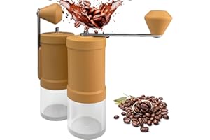 EZLUCKY Portable Manual Coffee Grinder, Stylish Macaron Color Palette Design (Lemon Yellow), Conical Burr with Adjustable Settings for Smooth Grinding, Perfect for Espresso at Home, Office, or Camping