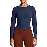 Aoxjox Long Sleeve T-Shirt for Women GEO Seamlines Padded Baby Tee Workout Crop Top