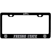 R and R Imports Fresno State Bulldogs Laser Engraved Metal License Plate Frame Black Officially Licensed Collegiate Product