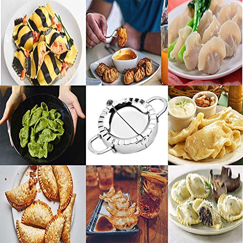 Dumpling Maker - Dumpling Press, 304 Stainless Steel Empanada Press, Easy-tool for Dumpling Wrapper Dough Stamp Cutter Pastry Pie Making By JY COOKMENT (9.5cm/3.75" Large)
