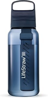LifeStraw Go Series 1L BPA-Free Water Filter Bottle for Travel Improves Taste