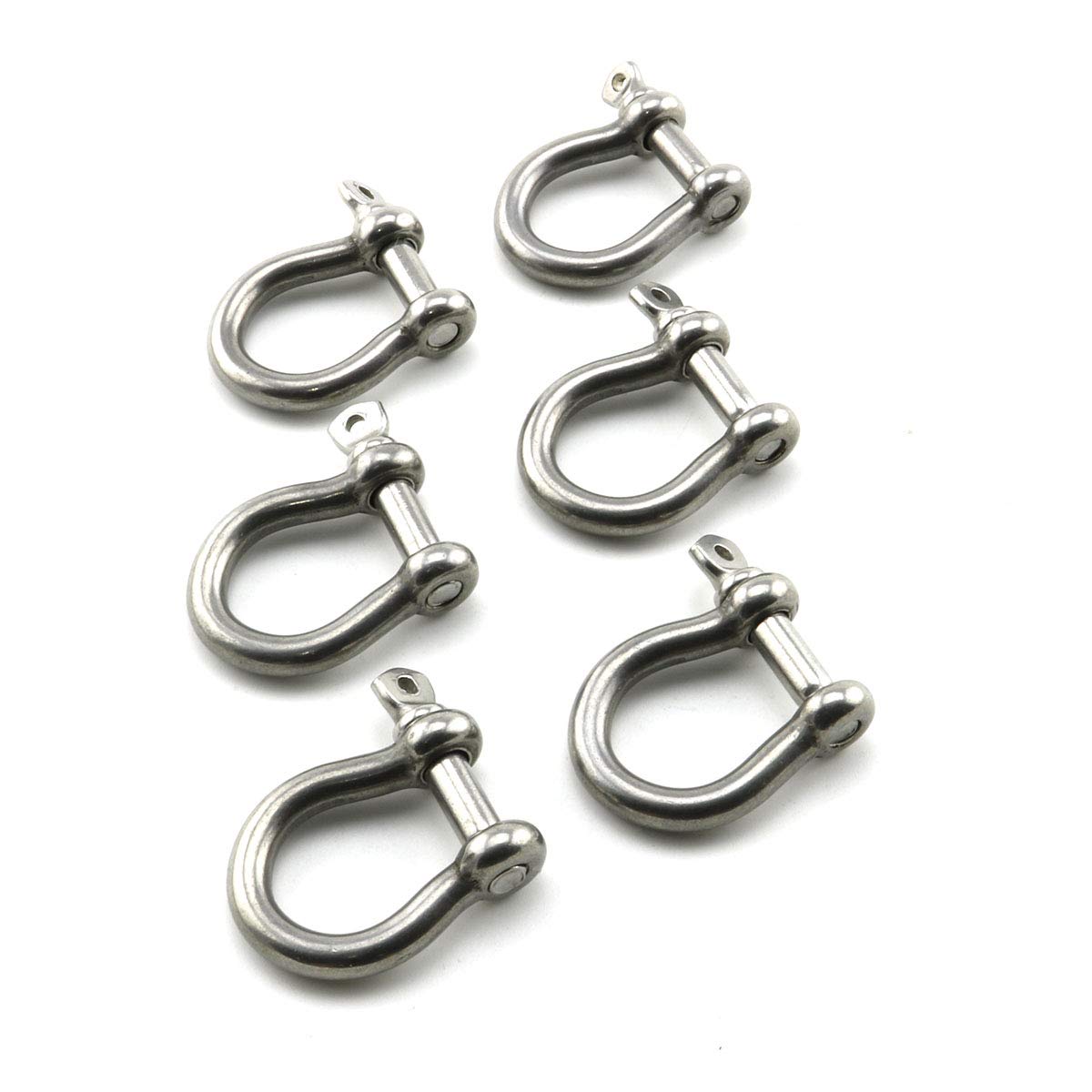 heyous 6pcs 1/5 Inch 5mm Screw Pin Anchor Shackle Stainless Steel Heavy Duty Bow Shape Load Clamp for Chains Wirerope Lifting Paracord Outdoor Camping Survival Rope Bracelets