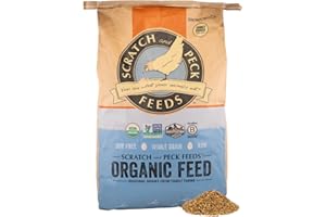 SCRATCH AND PECK FEEDS YOU ARE WHAT YOUR ANIMALS EAT Scratch and Peck Feeds Organic Layer Chicken Feed with Corn for Chickens and Ducks - 25-lbs - Non-GMO Project Verified, Always Soy Free - 1004-25