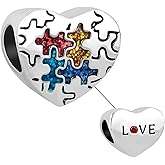Chili Jewelry Autism Awareness Heart Puzzle Charm Compatible with Pandora Charms Bracelets