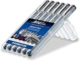 Staedtler 308 SB6P Pigment Liner Fineliner Set 4 + 2 Free Black view 2