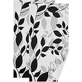 HUAZHIKOU Black and Grey Leaves Hand Towels for Bathroom Set of 2 Microfiber Aesthetic Abstract Botanical White Leaf Plant Kitchen Dish Towels Decorative Bathroom Towels for Bath Guest Shower 14"x28"