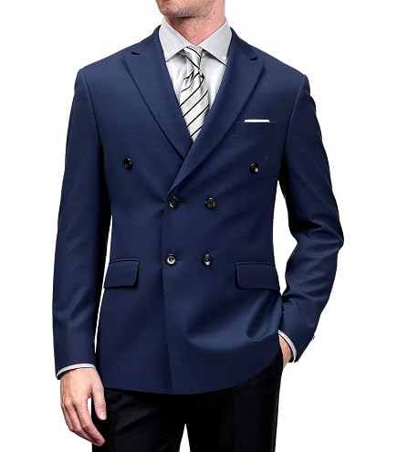 Apornipal Men's Black Suit Jacket Classic Fit Peaked Lapel Double
