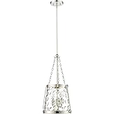 ML Lighting | Adabella Collection | 20403-PN | 3 Light Pendant in Polished Nickel Finish with Clear Hammered Glass Shade | Pe