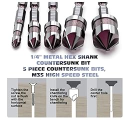 5PCS Countersink Drill Bit Set, Premium HSS