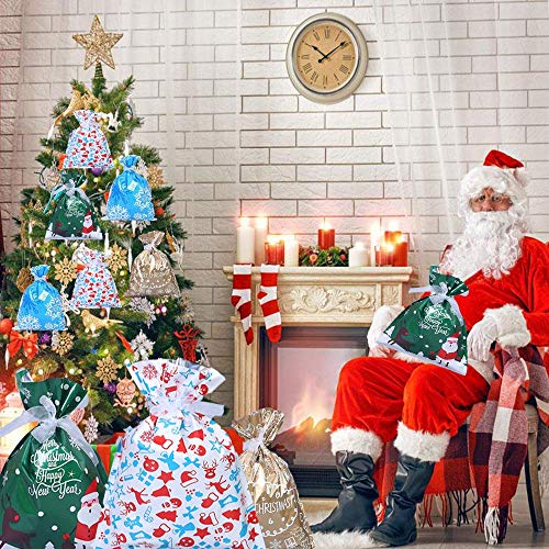 Bivan 30 Pieces Party Gift Wrapping Bags, Large Size Assorted Styles Present Bags with Ribbons, Favor Pouch Goody Bags for Birthday Party Holiday Decorations