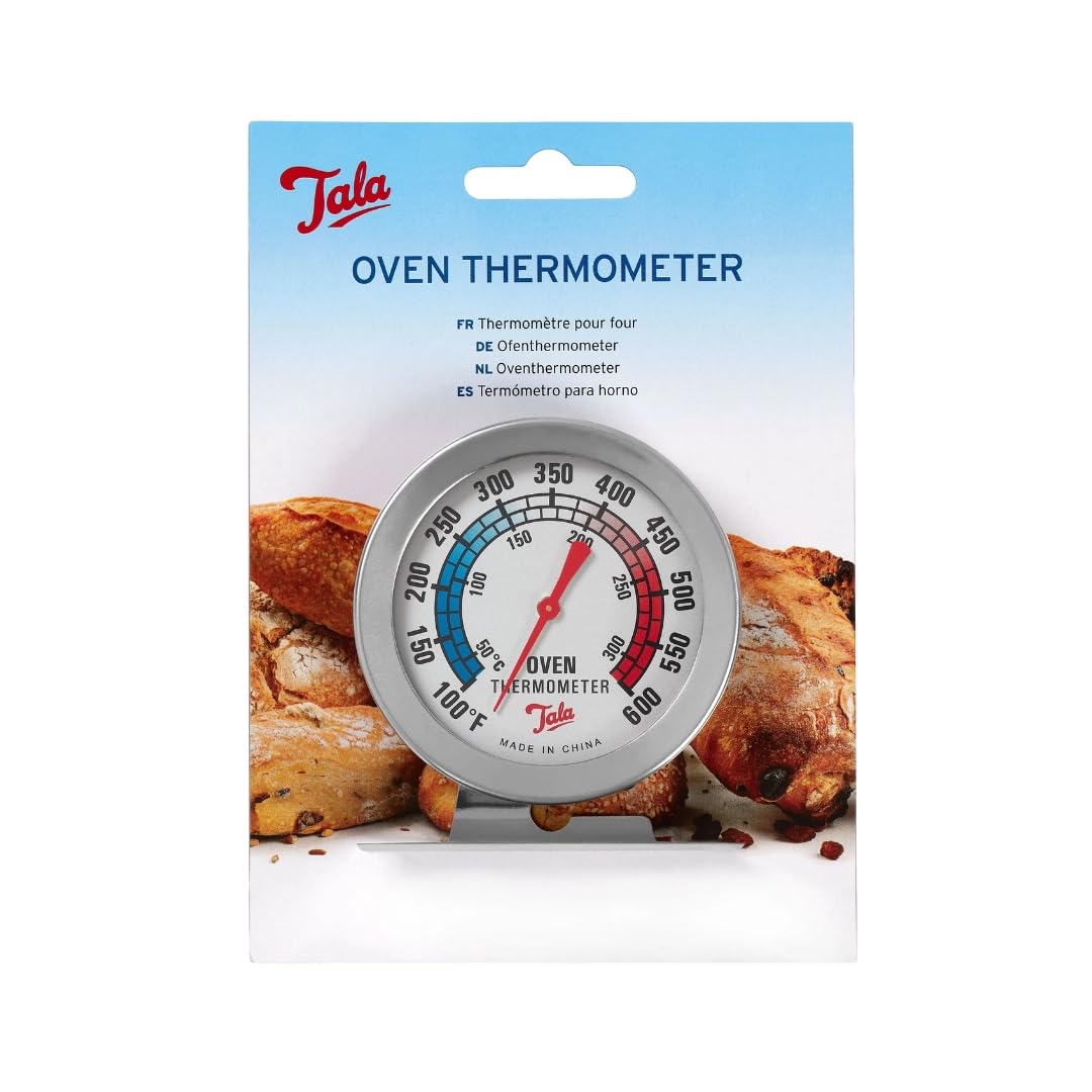 Tala Stainless Steel Oven Thermometer 5cm Dial, Easy Read Celsius & Fahrenheit Instant Read, Hang or Stand, Tried & Tested Kitchen Gadget Since 1899