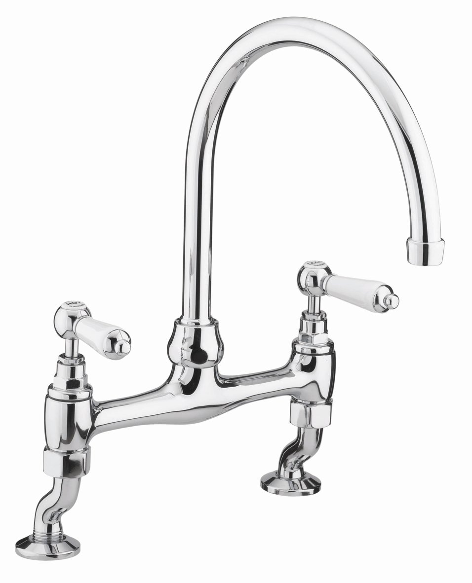 Bristan Renaissance Bridge Kitchen Sink Mixer Tap Dual Lever Handles, Chrome Kitchen Sink Taps