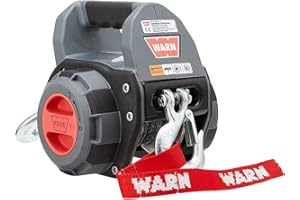 WARN 101575 Handheld Portable Drill Winch with 40 Foot Synthetic Rope: 750 lb Pulling Capacity , Gray