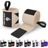 TECEUM Elastic Cotton Weightlifting Wrist Wraps with Thumb Loops, 1 Pair