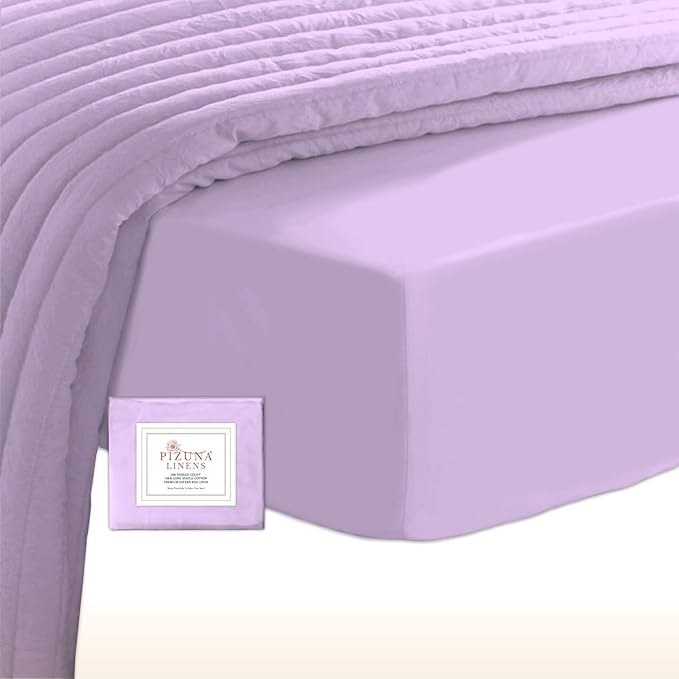 Soft 400 Thread Count Cotton King Fitted Sheets Lavender 1pc, 100 Long Staple Cotton Smooth