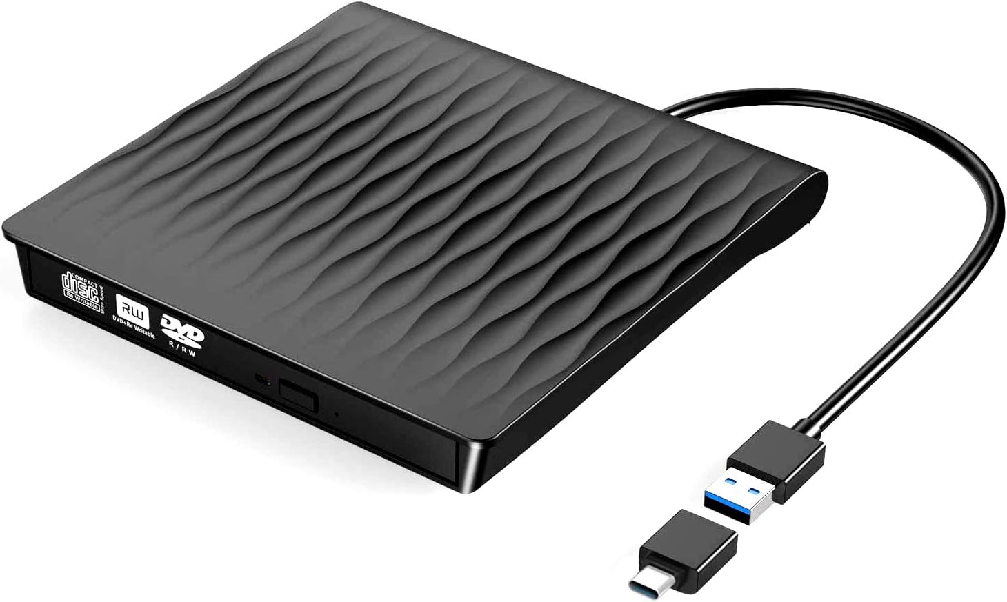 External CD Drive, USB 3.0 Type C Dual Interface Slim Portable CD DVD