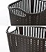 Honla Weaving Rattan Plastic Storage Baskets Bins Organizer with Handles,Set of 3,Dark Gray
