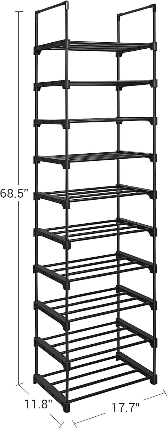 room essentials expandable shoe rack on Shoe Organizers 17 7 X 11 8 X 68 5 Inches Customizable Design Songmics Large 10 Shelf Shoe Rack Black Ulsa25bk Iron Shoe Storage Organizer Space Saving And Versatile Rack For Living Room Bedroom Kitchen Home Kitchen