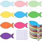 MixTeach 180 Pcs Fish Cutouts Paper Fish Shapes 4 Inch Assorted Color Fish Die Cuts Summer Classroom Decor with Glue Points f
