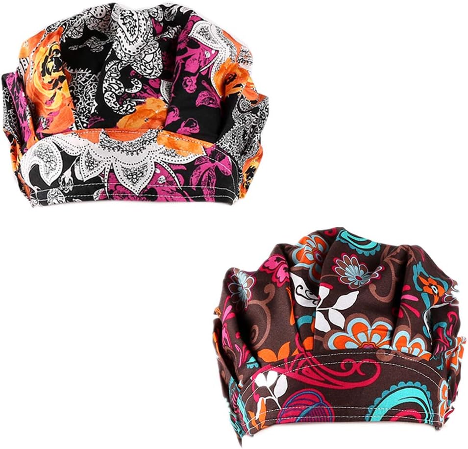 QiaTi Women Scrub Hats with Sweatband Adjustable Cotton Bouffant Cap Doctor Scrub Cap Free Size (Style Set 3)