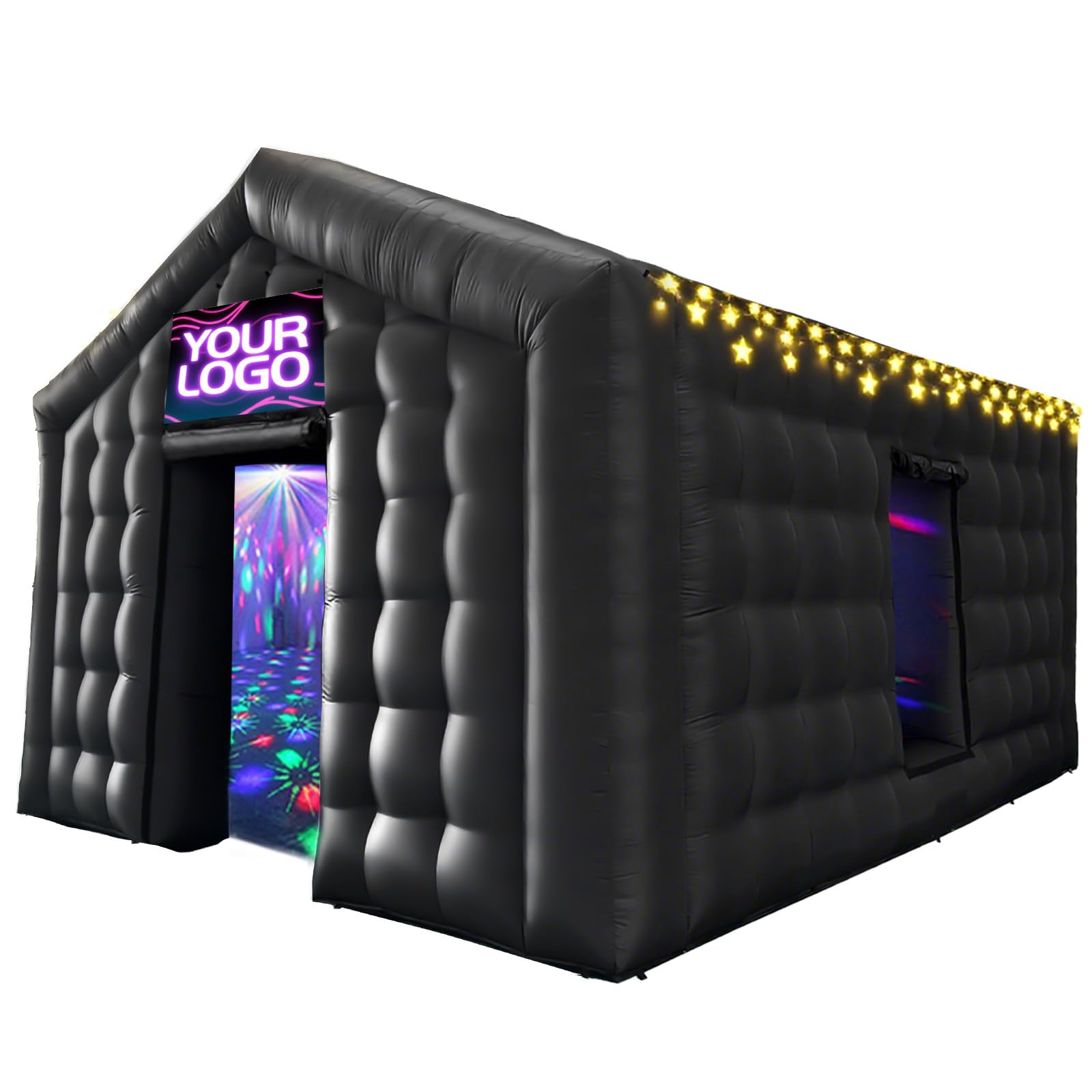 Photo 1 of AKSPORT Inflatable Nightclub - Inflatable Party Tent for Adults with 2 Side Doors– Ideal for Music Festivals, Weddings, Raves, Corporate Events (Includes Blower & Repair Kit)