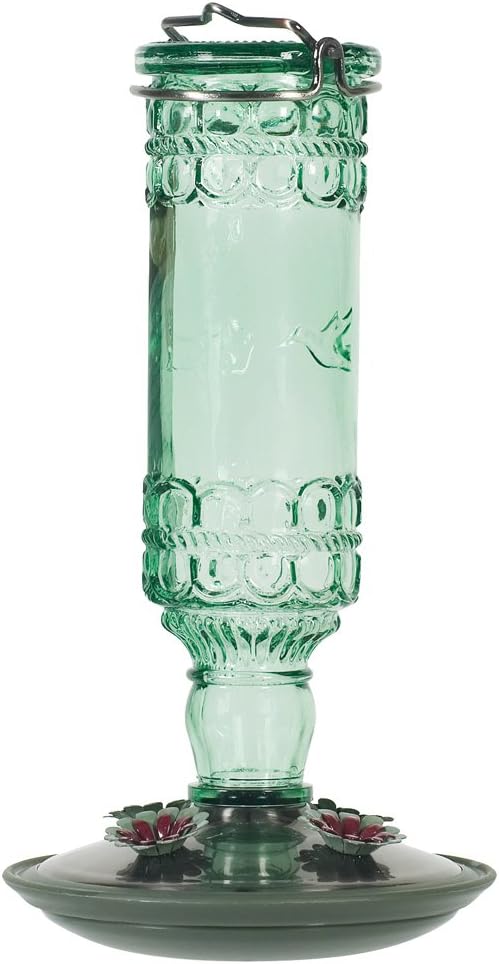 Backyard Birding & Wildlife - Perky-Pet 8108-1SR Antique Glass Bottle Hummingbird Feeder - Outdoor Garden Décor - 10 Oz