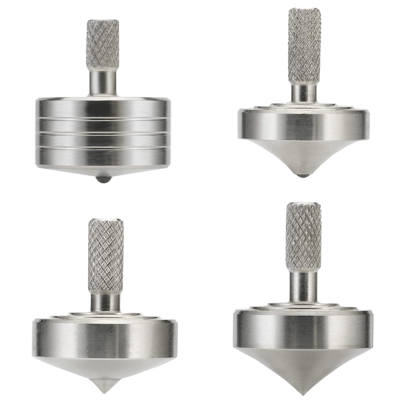 4PCS Mini Metal Spinning Top, Funny Desktop Gyro, Kill Time Reduce Stress ADHD Toys, Perfect Balance, Precision CNC Machined from A Solid Block of 304 Stainless Steel (Silver)