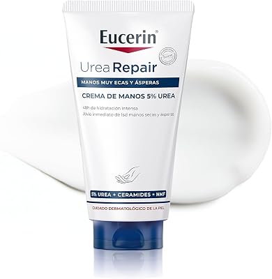 UreaRepair Crema de Manos Urea 5% (75 ml), crema hidratante reparadora 48 horas, con 5% urea y ceramidas para un alivio inmediato, ideal para manos secas y agrietadas