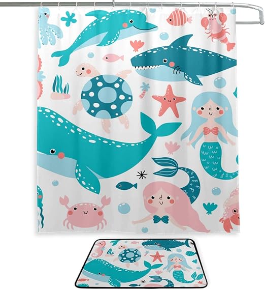Amazon Com Alaza U Life Cute Mermaid Ocean Sea Whale Shark Shower