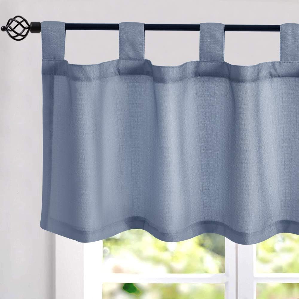 Amazon Com Heather Blue Window Valances Faux Linen Like Curtains