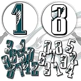【Eagles Helmet Vinyl Numbers Stickers】 5cm Self Adhesive (1 Set Including Green & White 1 to 0 one Each) Premium Decal Die Cut Waterproof Philadelphia Fans Team Color American Football Wings Fly