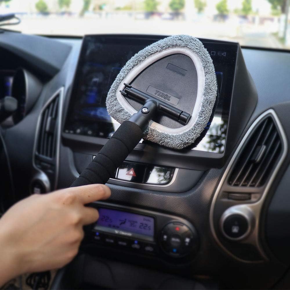 SoSickWithIt Windshield Cleaning Tool, Windshield Cleaner with Pivoting Triangular Head and Extendable Handle 2 Washable and Reusable Cover/Cloth for Interior Exterior Use Car Cleaning Kit: Automotive