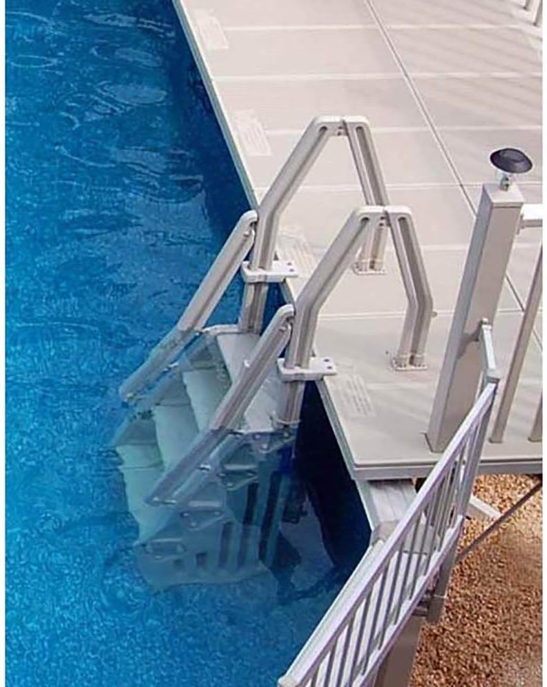 Vinyl Works Deluxe Adjustable 24 Inch in-Pool Step Ladder Entry System for Above Ground Swimming Pools, Taupe : Swimming Pool Ladders : Garden & Outdoor