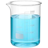 QWORK Borosilicate Glass 2000ml Beaker &ndash; Double Scale Measuring Cup for Lab, Classroom &amp; Experiment Use