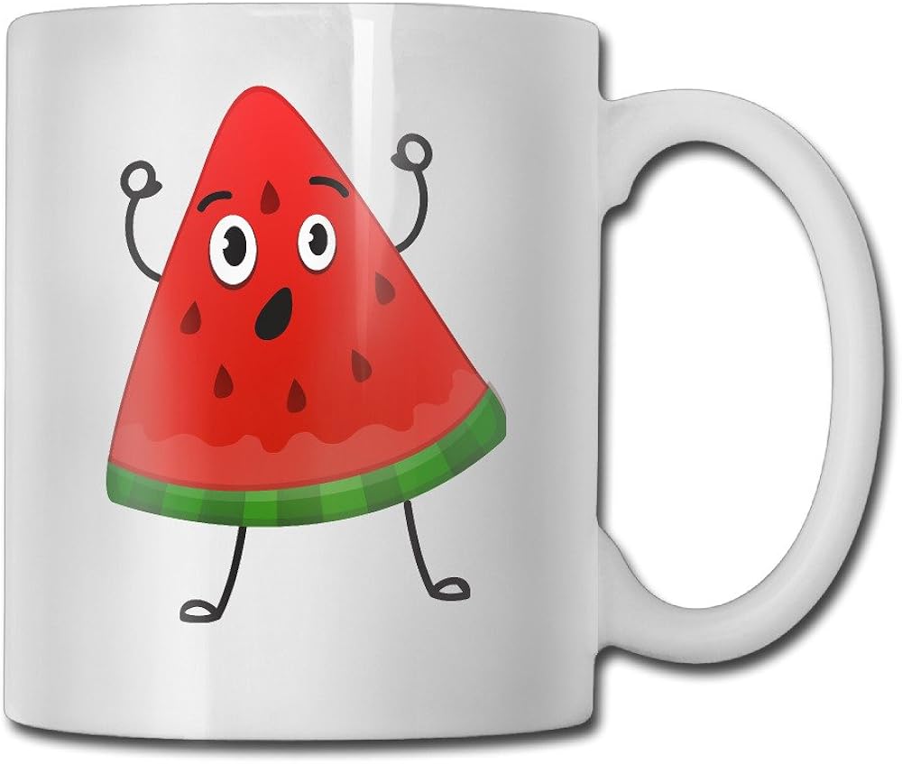Amazon Co Jp かわいい スイカ キャラクター おしゃれ マグカップ カップ コップ 耐熱 オリジナル イラスト レンジ陶器 セラミックマグカップ ギフト ホワイト 服 ファッション小物