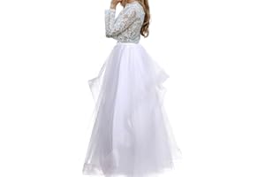 YULUOSHA Women Maxi Long Tulle Skirt A Line Horsehair Tiered Floor Length Plus Size High Waisted Tutu for Wedding Bridal Party