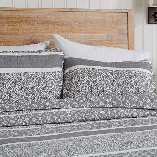 Great Bay Home Bedding Set, 3 Piece Reversible Grey Quilt Comforter