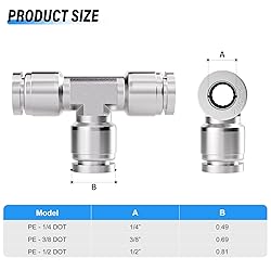 TAILONZ PNEUMATIC 3/8" OD Tee 304 Stainless Steel