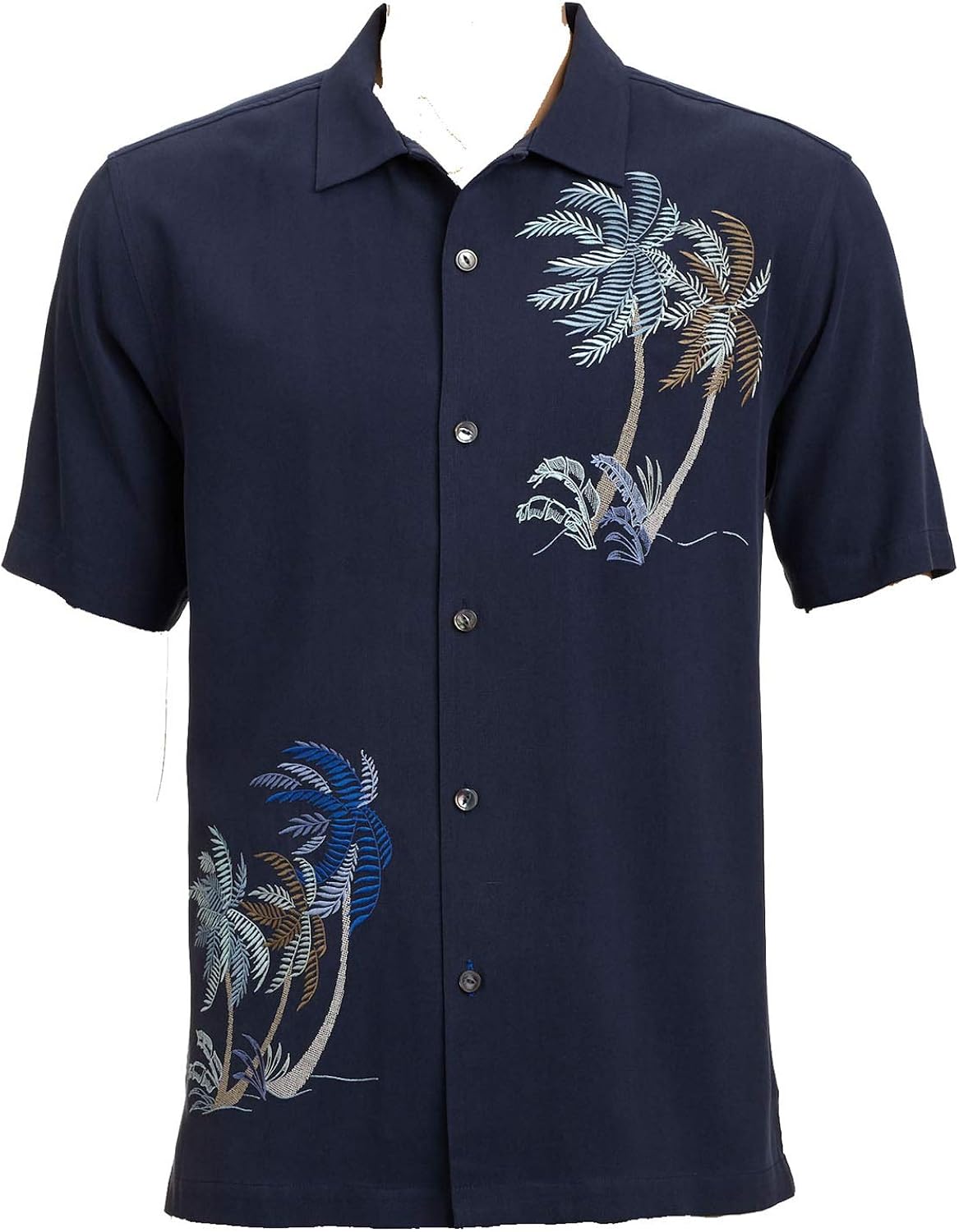Tommy Bahama Front Embroidered Breezy Palms Silk Camp Shirt (Color