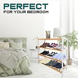 1ABOVE Bamboo Shoe Rack Plant Rack 4 Tier White Natural view 3