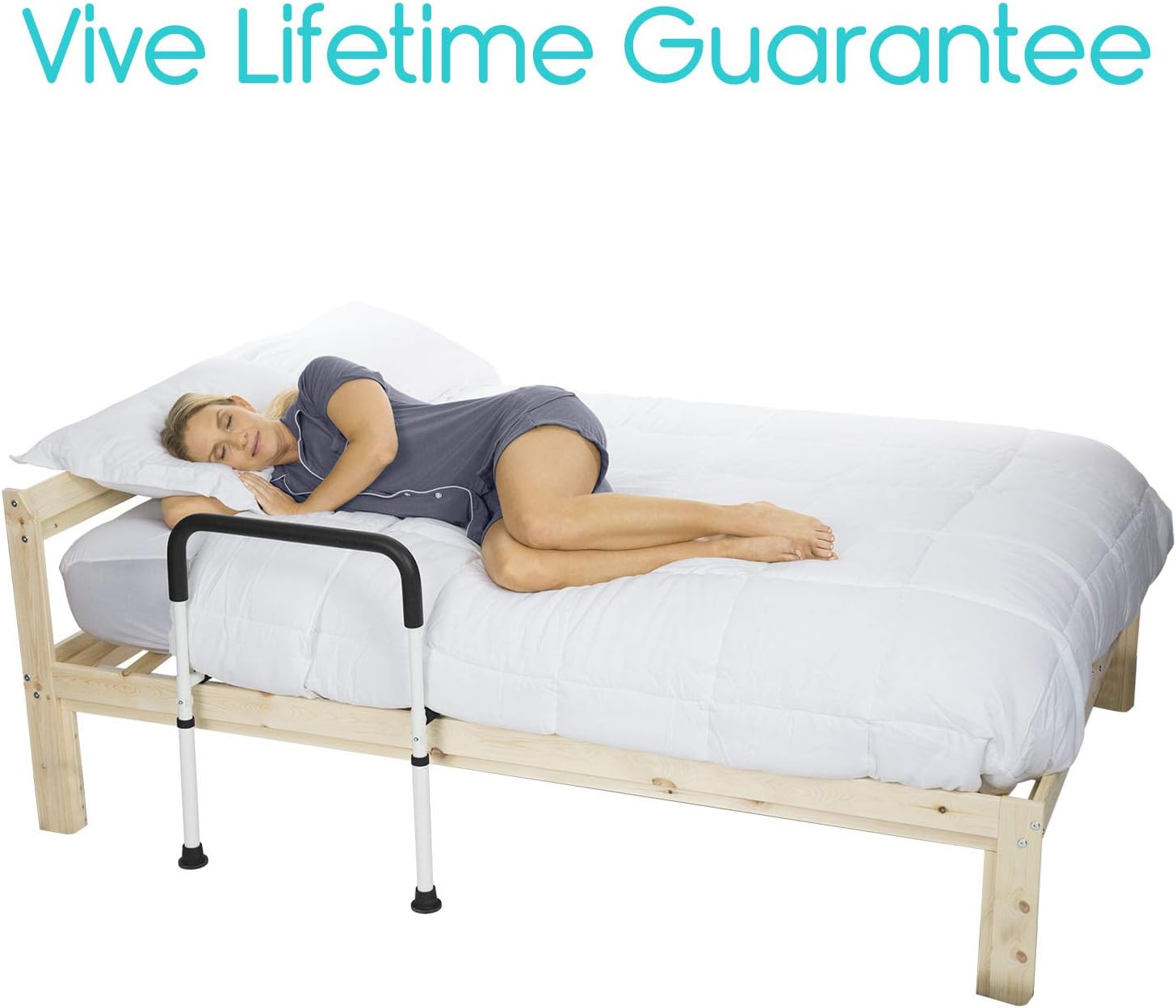 Vive Bed Assist Rail - Adult Bedside Standing Bar for Seniors, Elderly, Handicap, Kid - Fit King, Queen, Full, Twin - Adjustable Fall Prevention Safety Handle Guard - Long Hand Bedrail Grab Bar Cane: Health & Personal Care