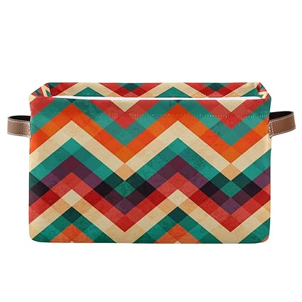 BIGJOKE Abstrakter geometrischer Chevron-Aufbewahrungskorb, Würfelform