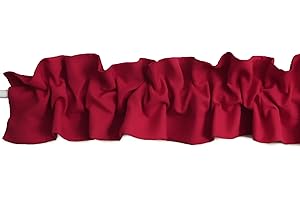 Zen Creative Designs Solid Poplin Sleeve Topper Window Valance Top Bottom Ruffle Home Décor Bedroom Nursery Kitchen Window (58" Wide x 5" Tall, Cranberry Red)