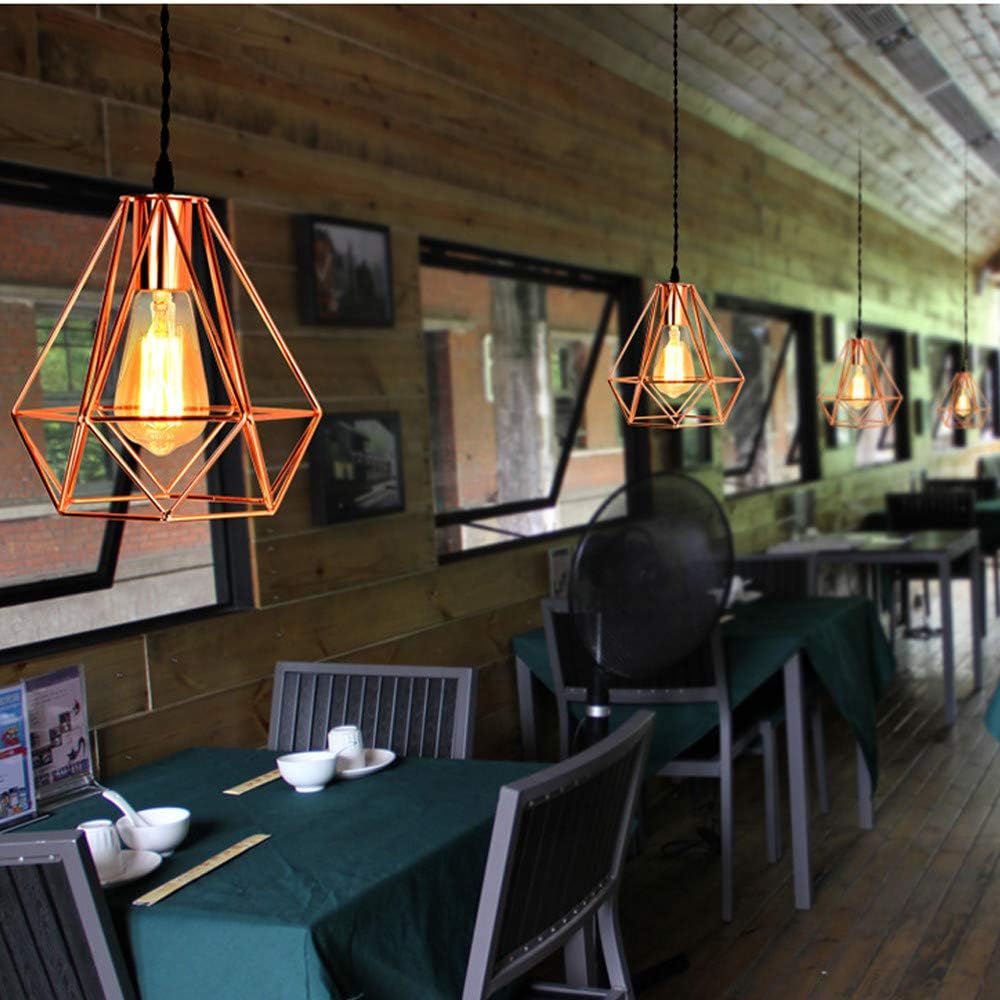 Retro Rose Gold Ceiling Light Wire Basket Metal Basket Pendant Light Shade Lampshade Bedroom Industrial Chandelier Lamp Shade Lights Fittings - Image 4