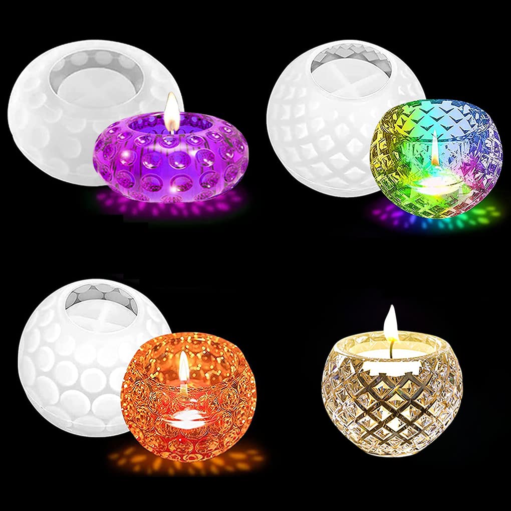 FineInno 3pcs Tea Light Holder Resin Moulds, Candle Holder Silicone Mould, Flower Pot Moulds, Crystal Bowl Epoxy Moulds for Jewelry Trinket Container DIY Home Decor