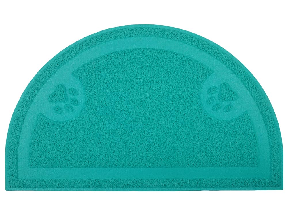 Paw Print Cat Litter Mat, Kitten Litter Mat, Door Mat, Semicircle,60x36cm (Turquoise) — image 1
